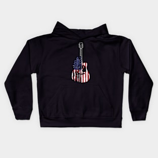 Guitar Lover USA flag Merica 4th july Guitar Tree Art Music Kids Hoodie